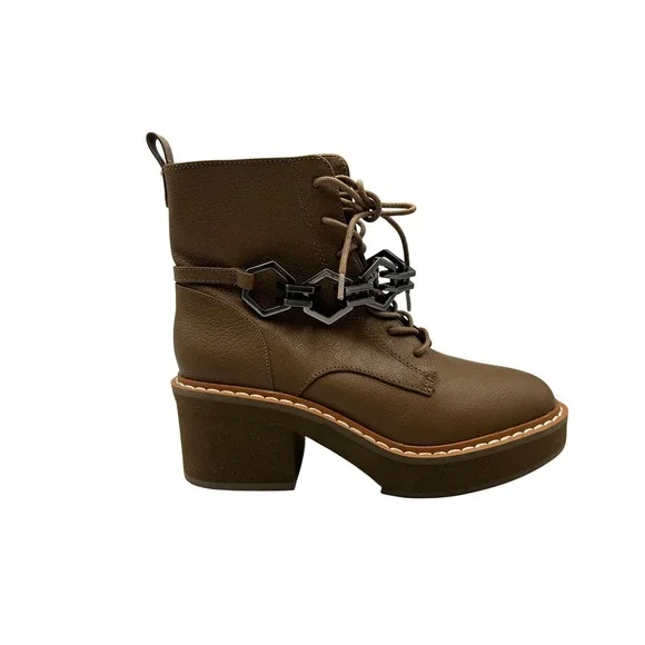 Vince Camuto Platform Combat Boots Women Size 8 Brown Excellent Chain Detail - Picture 2 of 11
